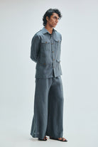 Slate Linen Men's Safari Overshirt Set - CiceroniCo-ord SetSaphed
