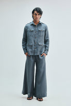 Slate Linen Men's Safari Overshirt - CiceroniOvershirtSaphed