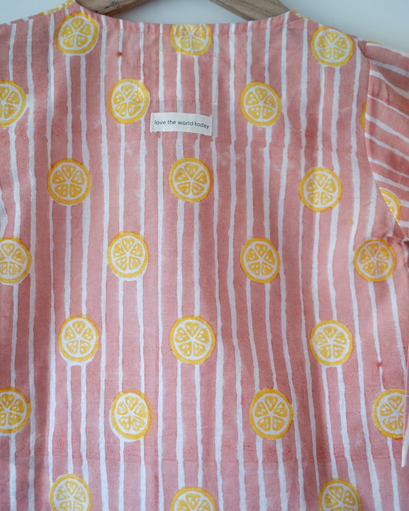 Sleepover Party Kurta and Shorts Co - ord Set - Lemon Drizzle Peach Print - CiceroniCo - ord SetLove The World Today