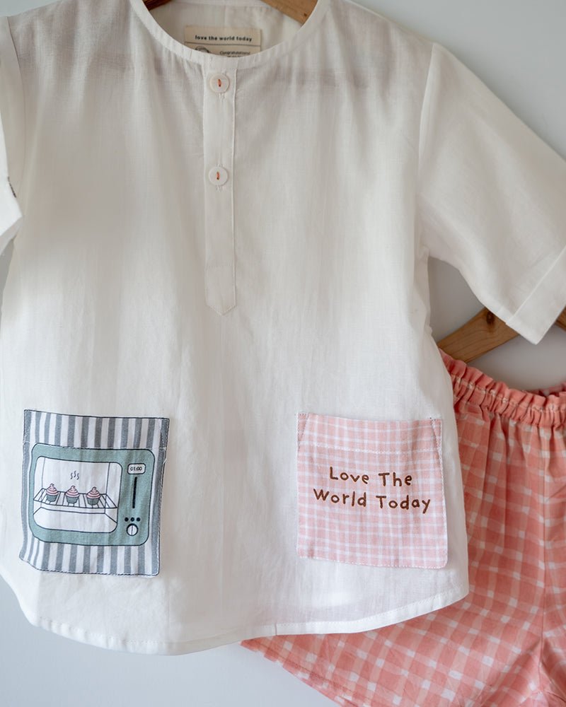 Sleepover Party Kurta and Shorts Co - ord Set - Warm Whiff print - CiceroniCo - ord SetLove The World Today