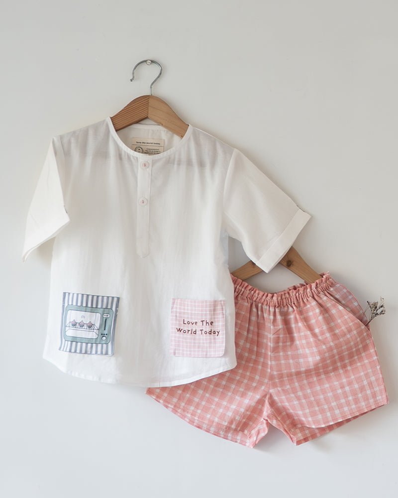 Sleepover Party Kurta and Shorts Co - ord Set - Warm Whiff print - CiceroniCo - ord SetLove The World Today