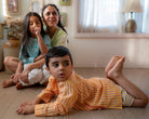 Sleepover Party Unisex Cotton Set with Peach Yellow Striped Kurta and Peach Green Striped Shorts - CiceroniCo - ord SetLove The World Today