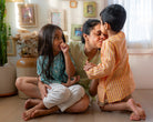 Sleepover Party Unisex Cotton Set with Peach Yellow Striped Kurta and Peach Green Striped Shorts - CiceroniCo - ord SetLove The World Today
