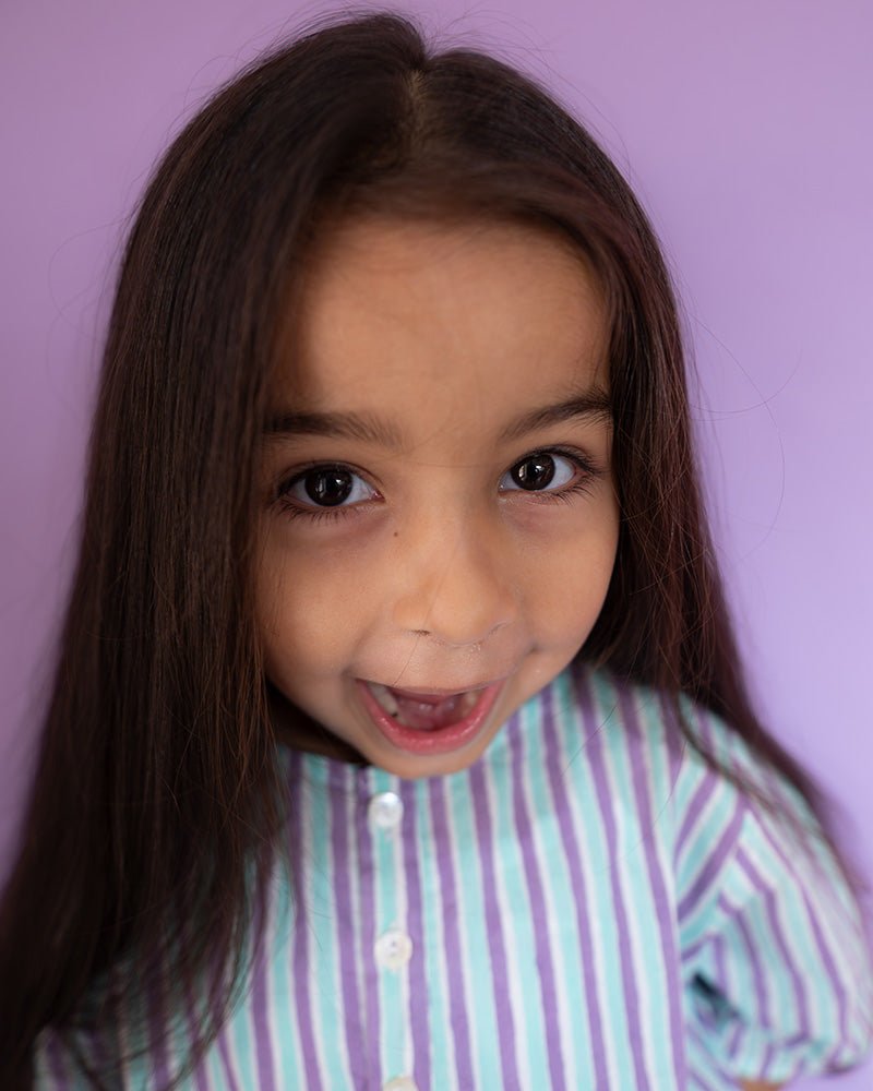 Sleepover Party Unisex Cotton Set with Purple Blue Striped Kurta and Shorts - CiceroniCo - ord SetLove The World Today
