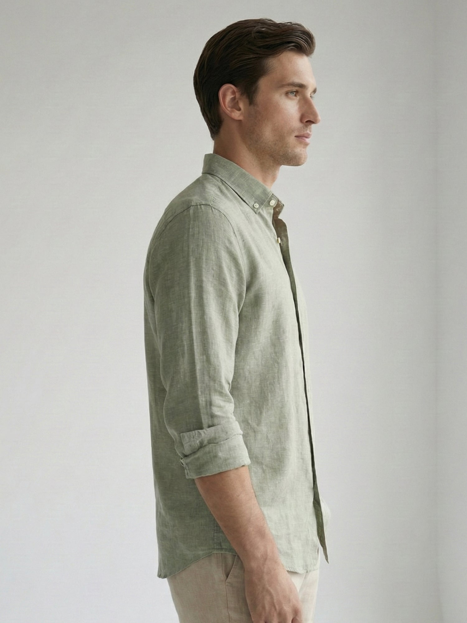 Soft Sage 100% Pure Linen Button Down - CiceroniMen Shirtsbhrāta