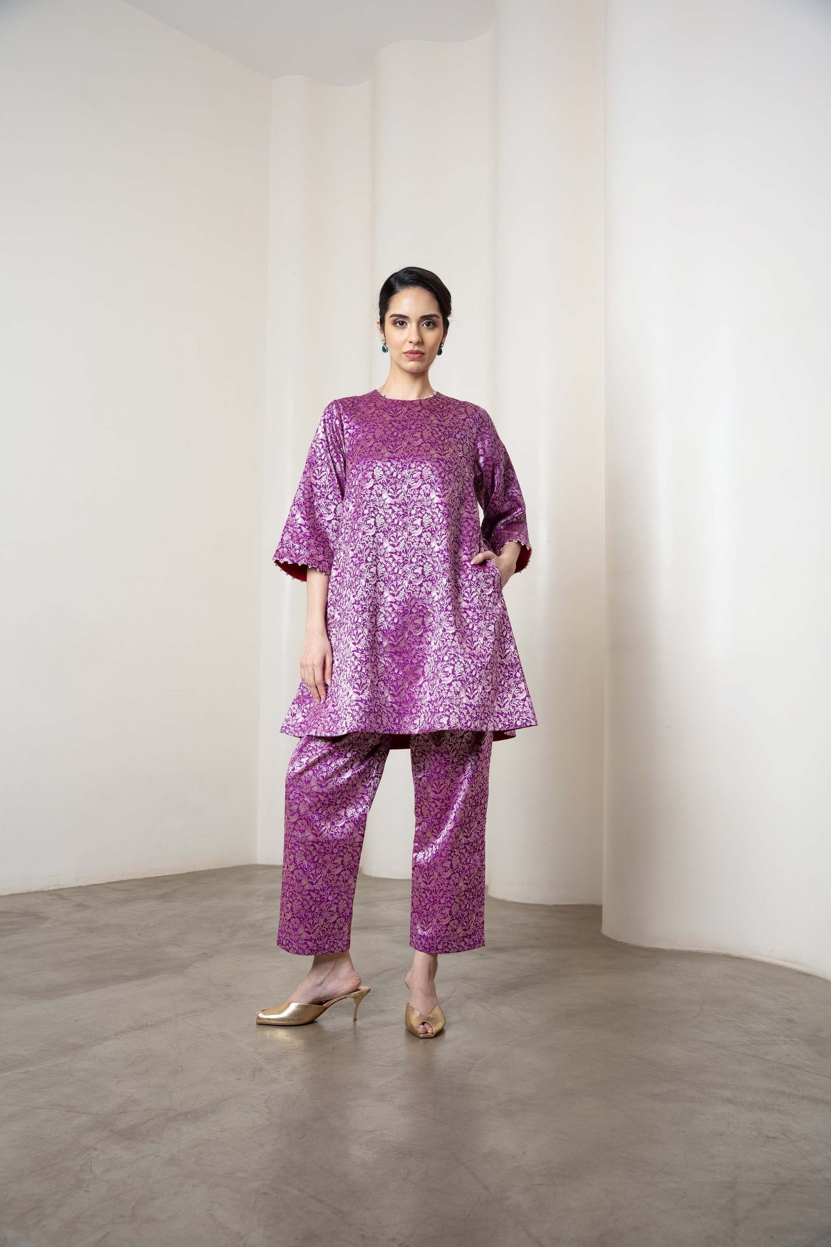 Sonal Kurta Set In Purple - CiceroniKurta Set, Festive WearShriya Singhi