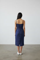 Spaghetti Coat Tail - Midnight Blue Pixel Jamdani - CiceroniDressesBhomra