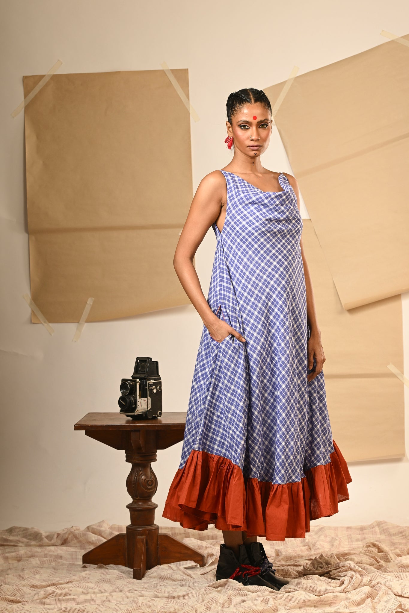 Spaghetti Cowl Dress - CiceroniDressesPrathaa