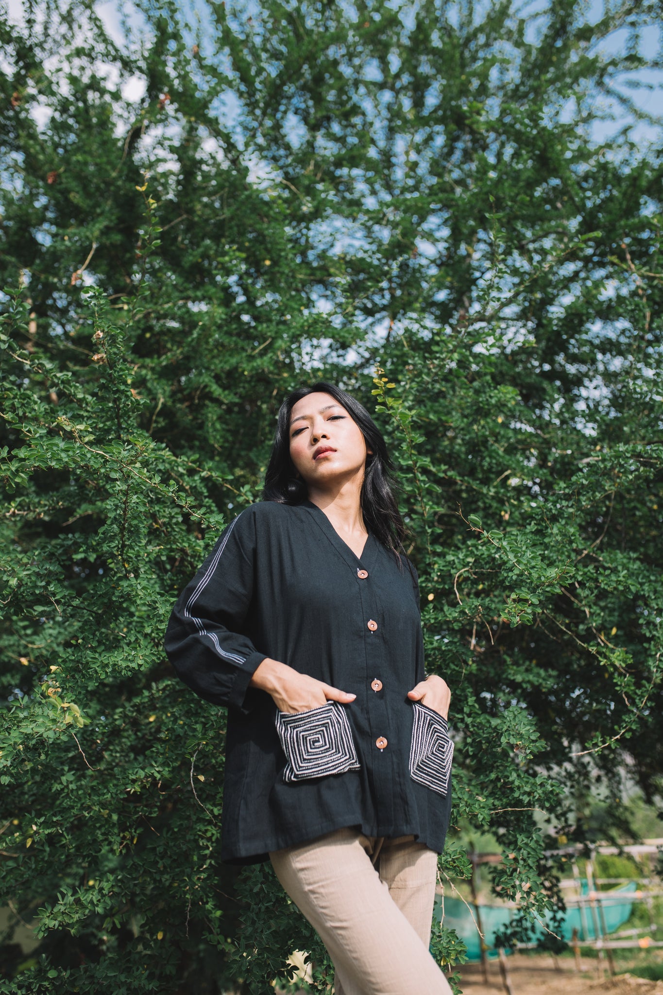 Spiral Pocket Shirt – Black - CiceroniShirtsIra