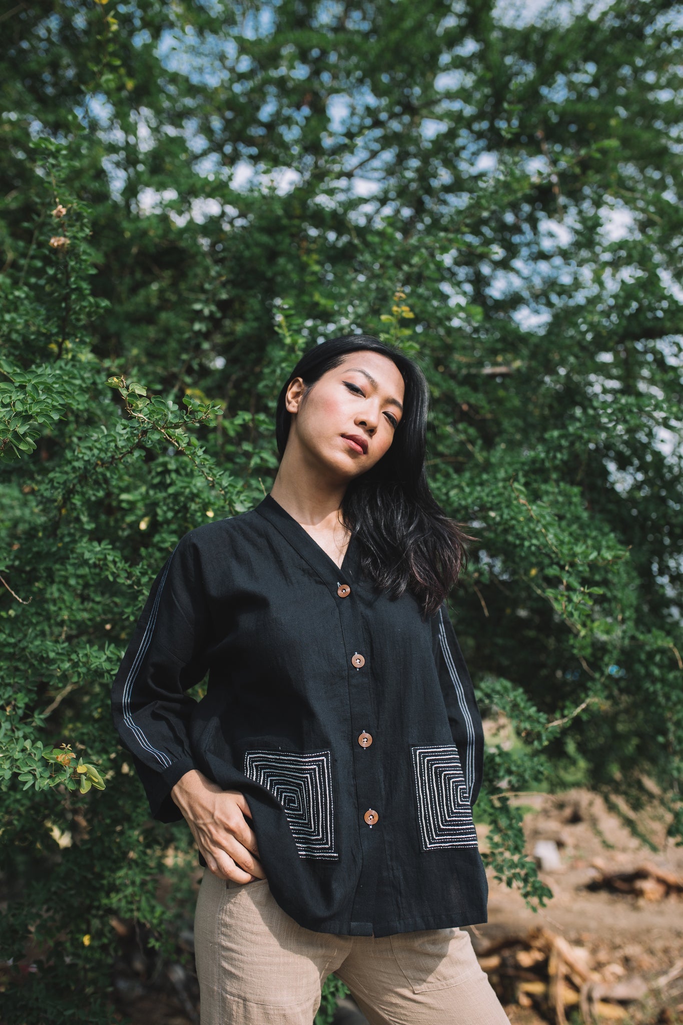 Spiral Pocket Shirt – Black - CiceroniShirtsIra