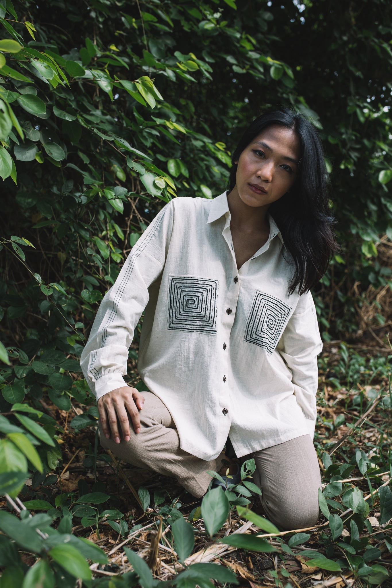 Spiral Pocket Shirt - White - CiceroniShirtsIra