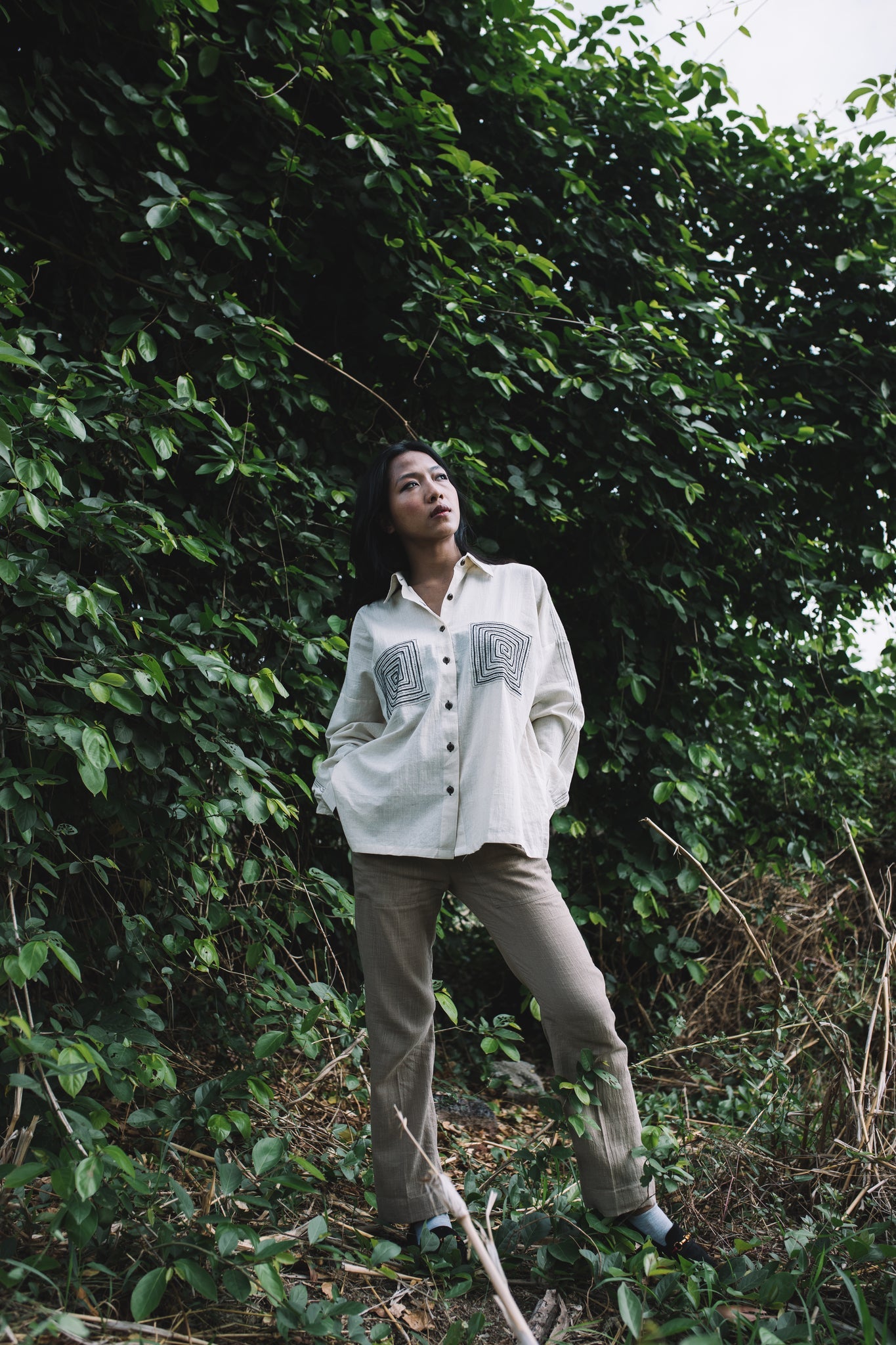 Spiral Pocket Shirt - White - CiceroniShirtsIra