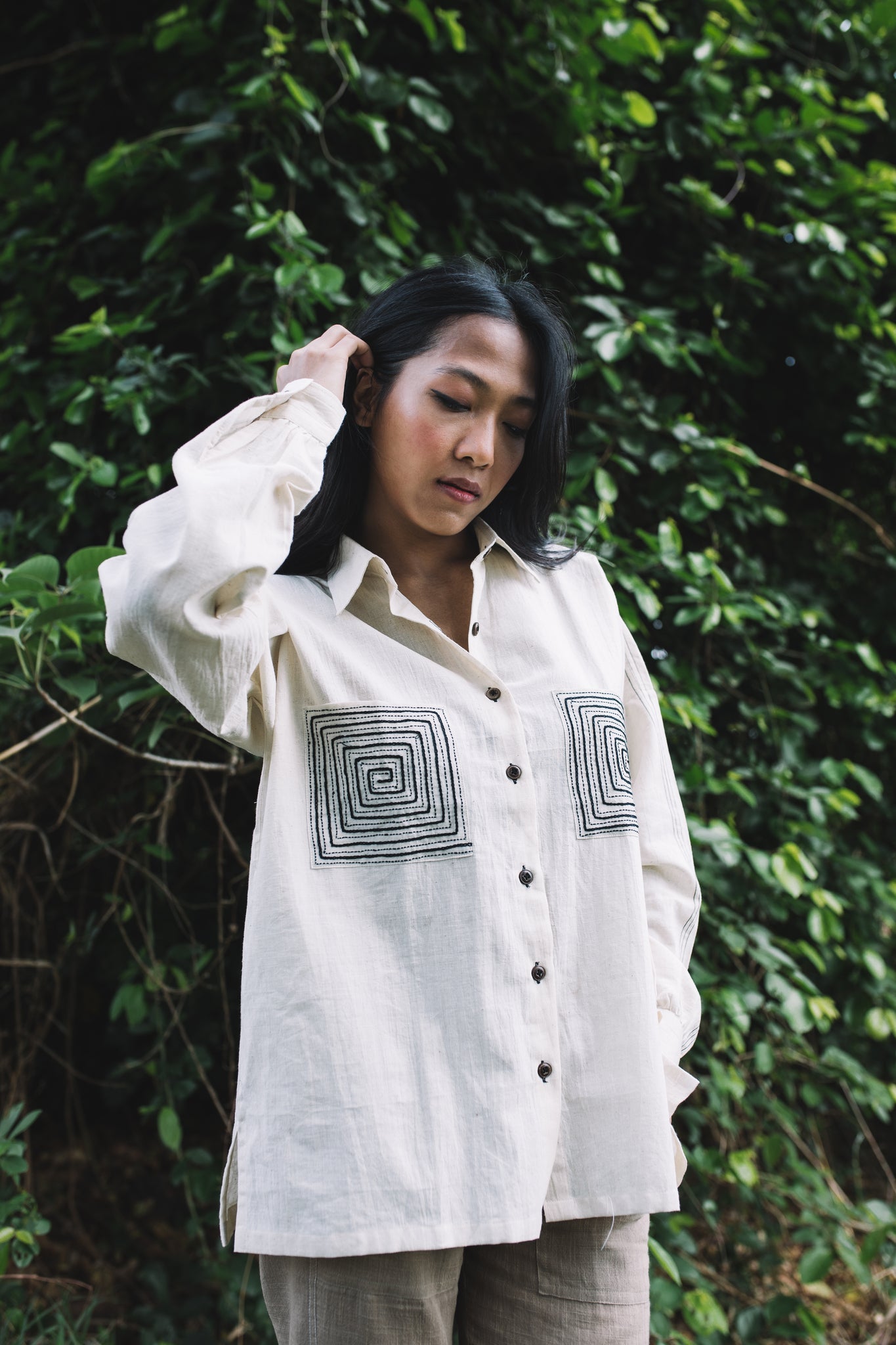 Spiral Pocket Shirt - White - CiceroniShirtsIra