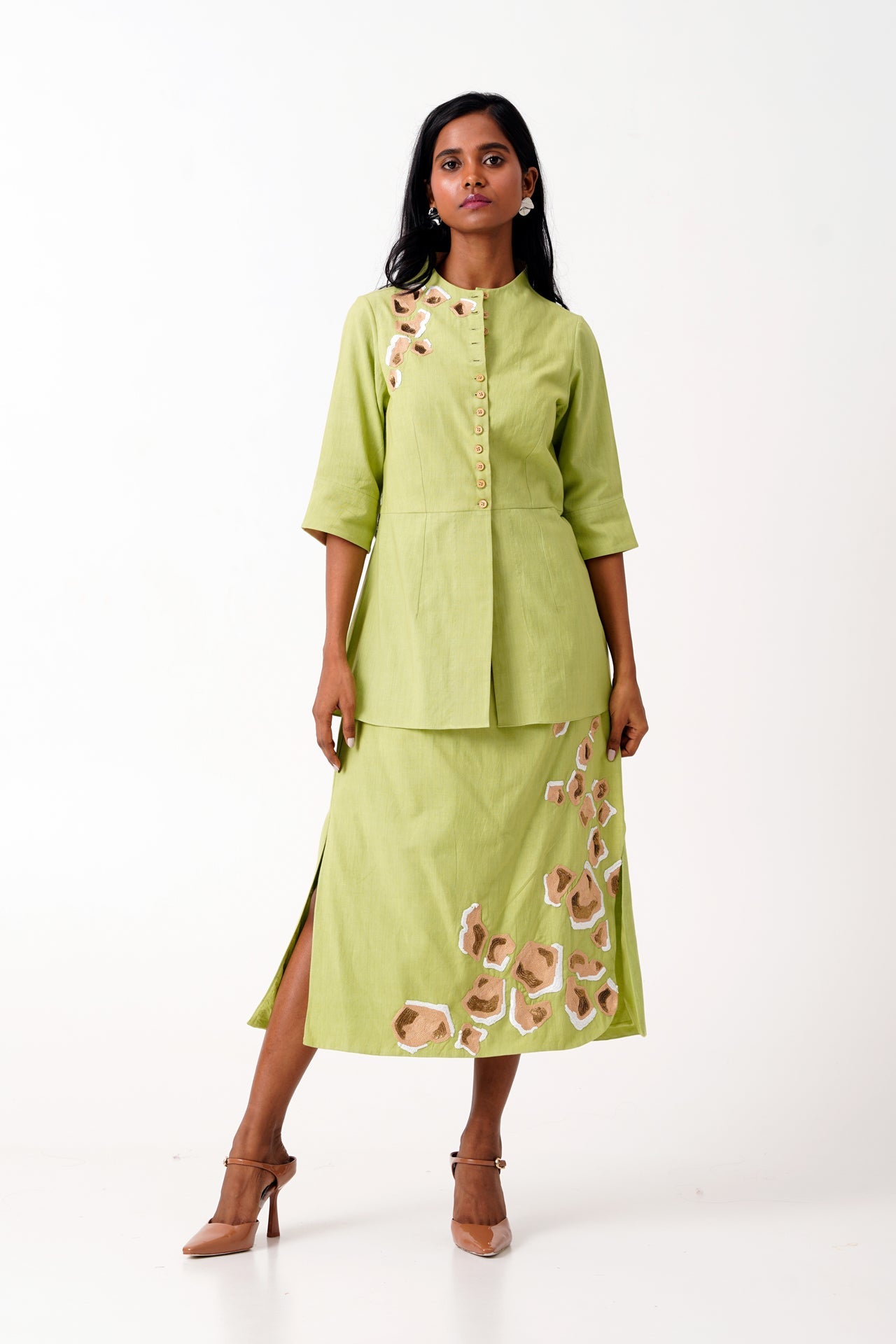 Spring Green Sierra Skirt Set - Peplum Top + Tapered Skirt - CiceroniSkirt SetMadder Much