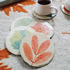 Spring Leaf Papier - Mache Coasters - CiceroniCoastersAranya Earthcraft