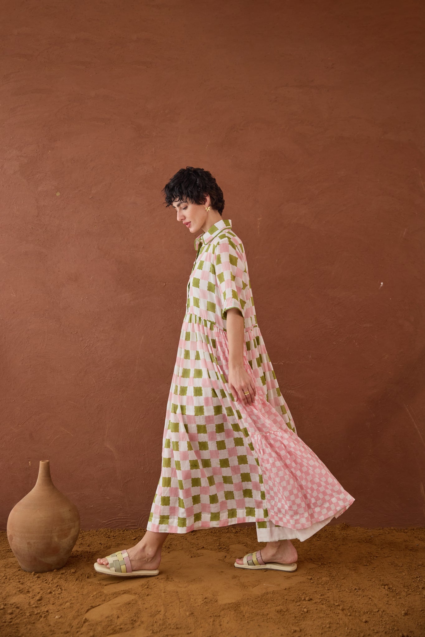 Spring Mosaic Shirt Dress - CiceroniDressesTaro