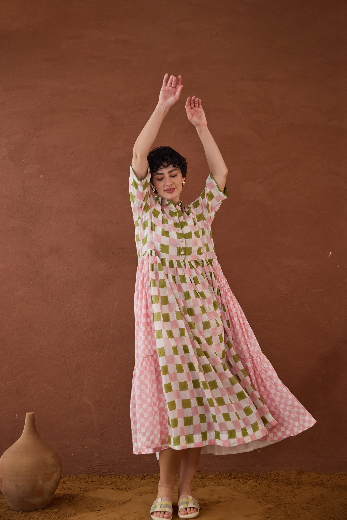 Spring Mosaic Shirt Dress - CiceroniDressesTaro