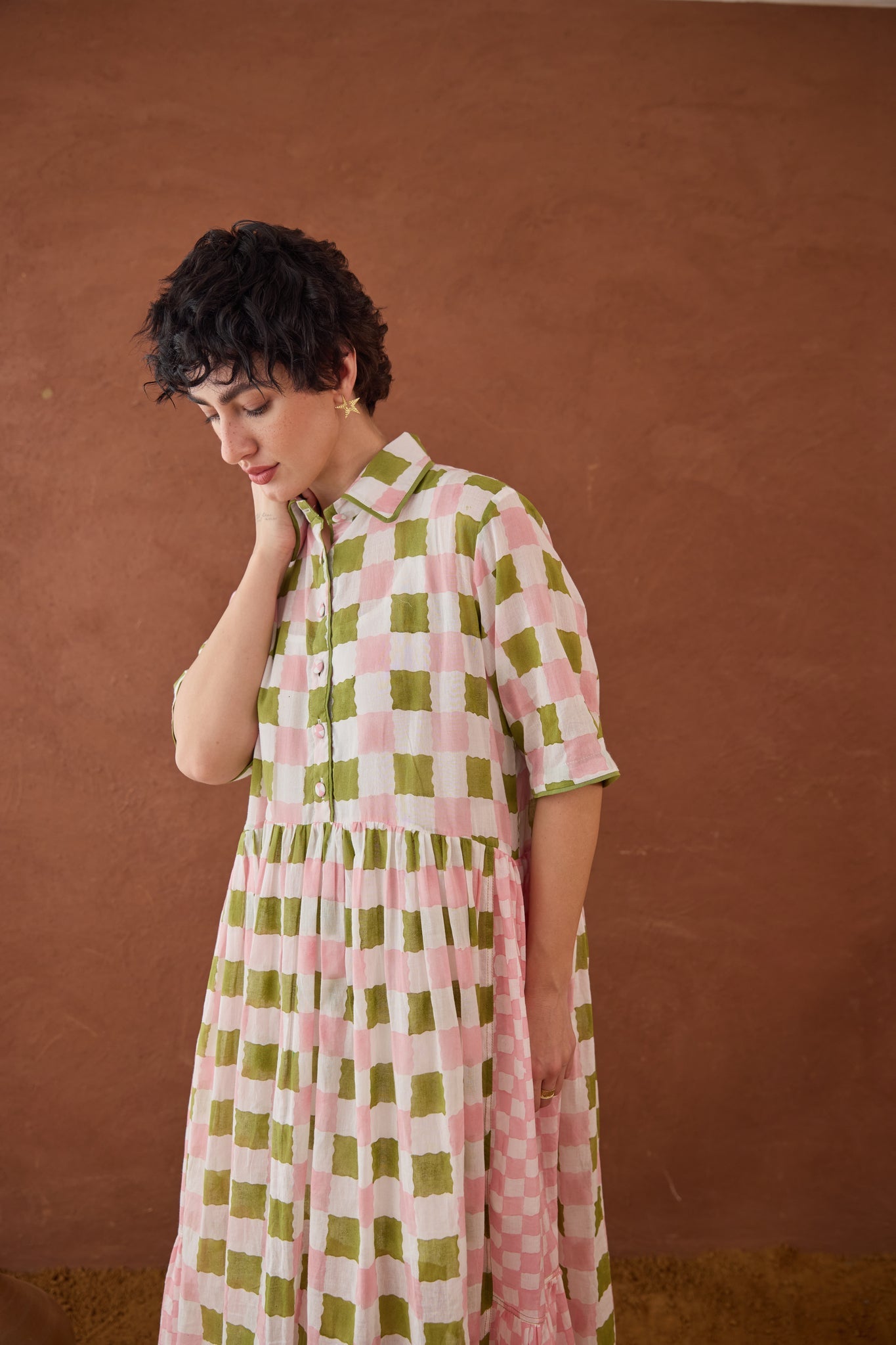 Spring Mosaic Shirt Dress - CiceroniDressesTaro