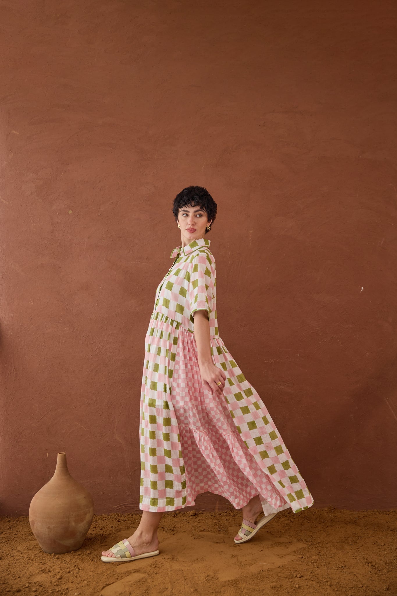 Spring Mosaic Shirt Dress - CiceroniDressesTaro