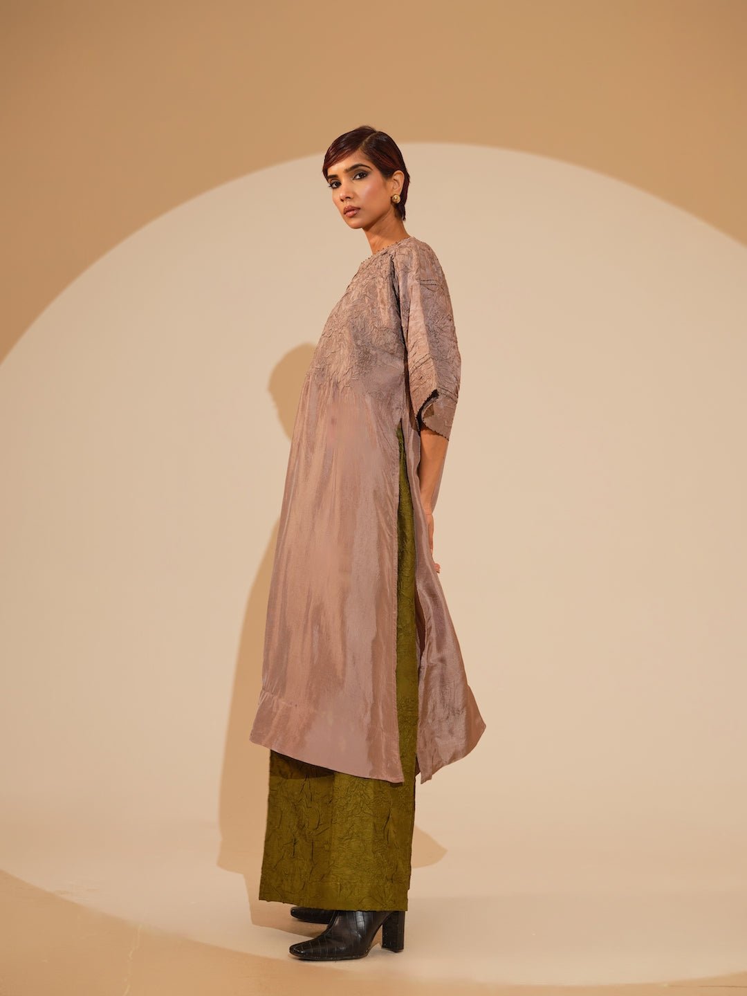 Sprout Tunic - Taupe - CiceroniKurta, Festive WearStoique