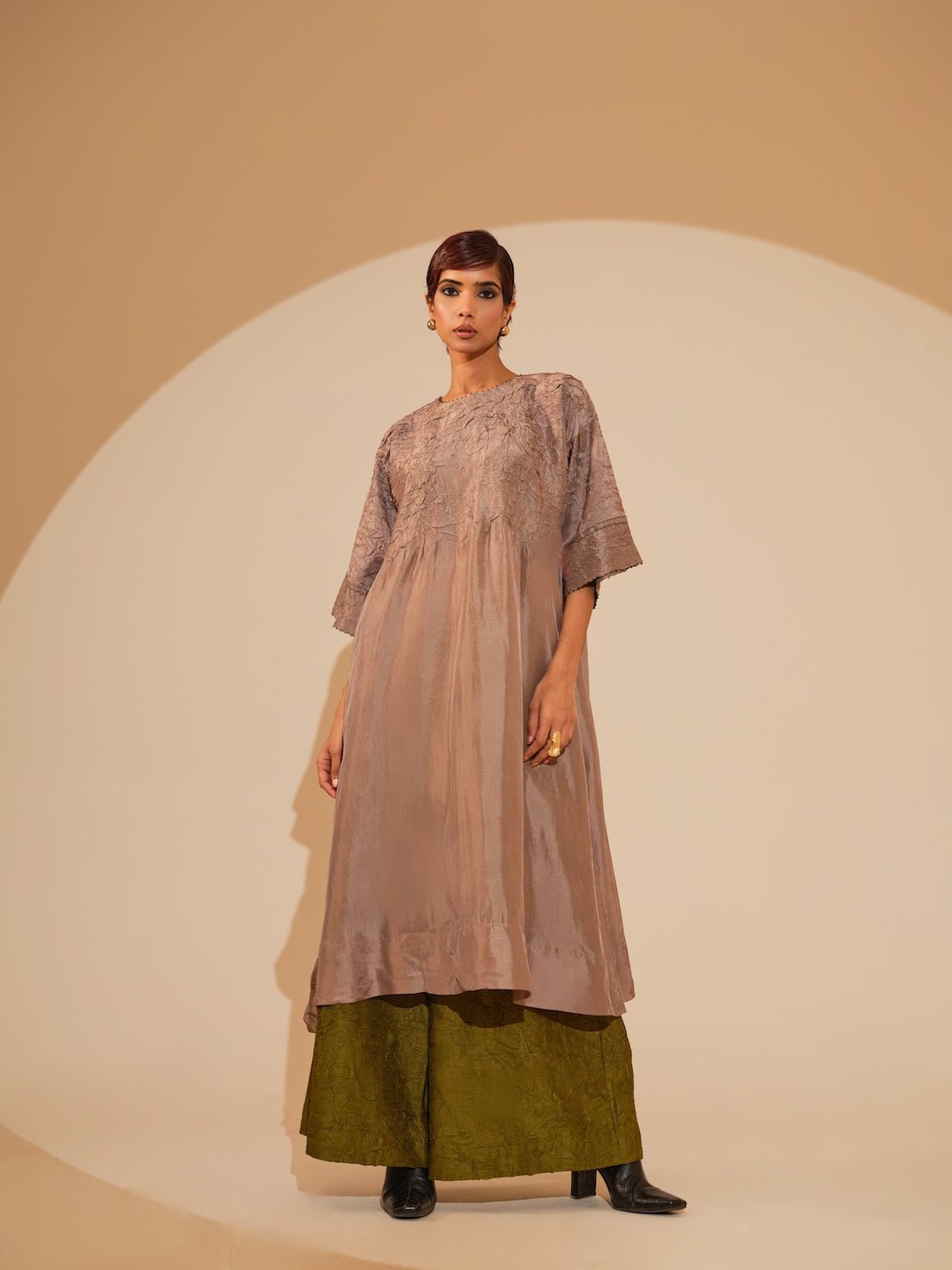 Sprout Tunic - Taupe - CiceroniKurta, Festive WearStoique