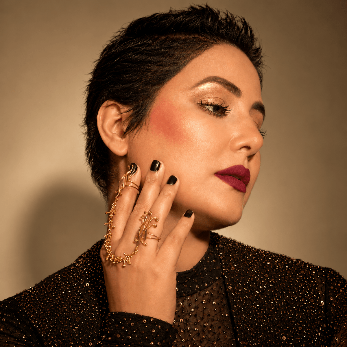 Starlit Nail Crown Duo with Chain - CiceroniNail RingKalon Art Jewellery