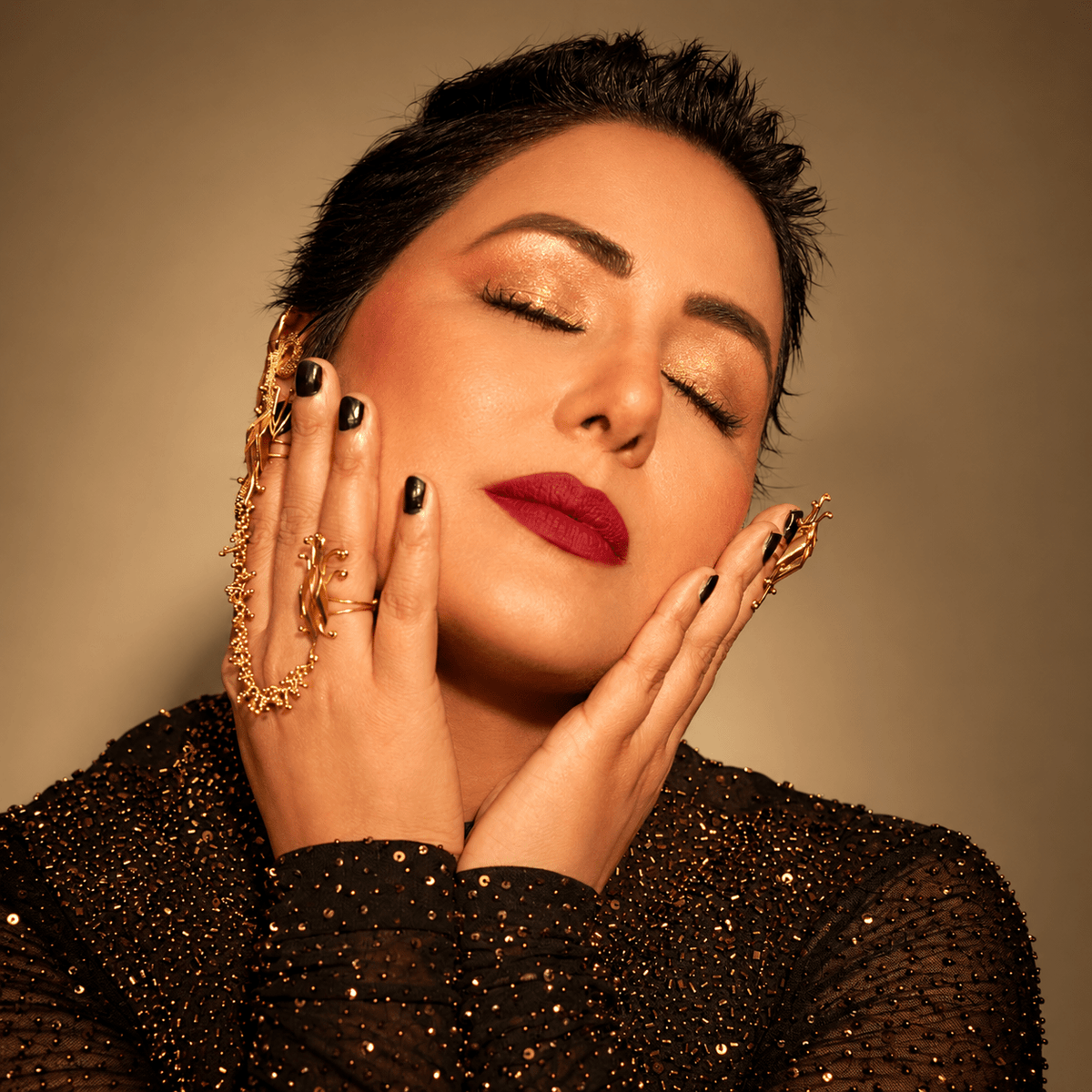 Starlit Nail Crown Duo with Chain - CiceroniNail RingKalon Art Jewellery