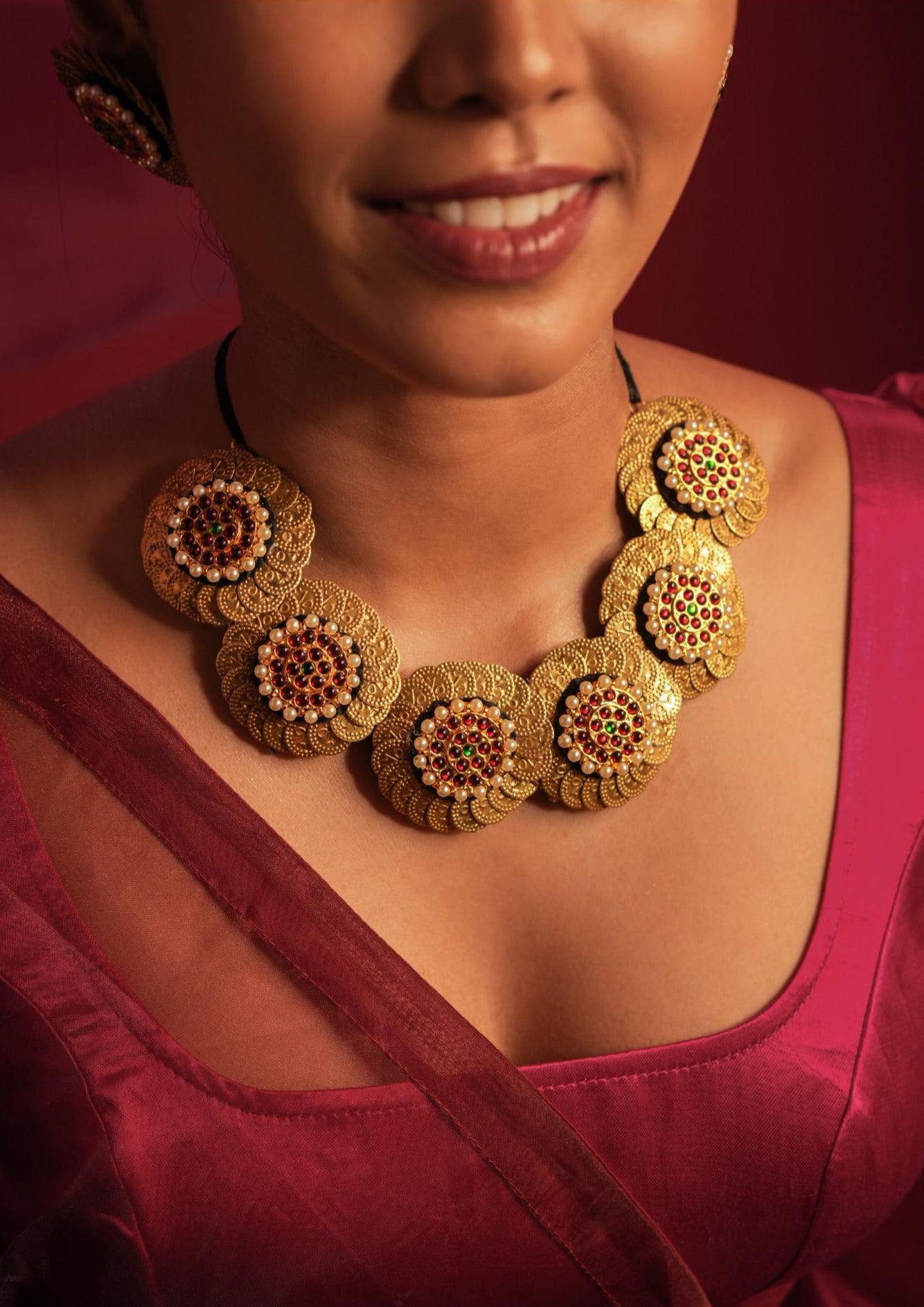 Statement Coined Temple Necklace Round - CiceroniNecklaceAarika
