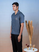 Stormy Skies - Hand Embroidered Unisex Linen Shirt - CiceroniShirtsCultura Studio