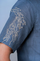 Stormy Skies - Hand Embroidered Unisex Linen Shirt - CiceroniShirtsCultura Studio