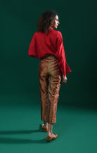 Straight Cut Tissue Trouser - Red & Olive - CiceroniPantsHiranya