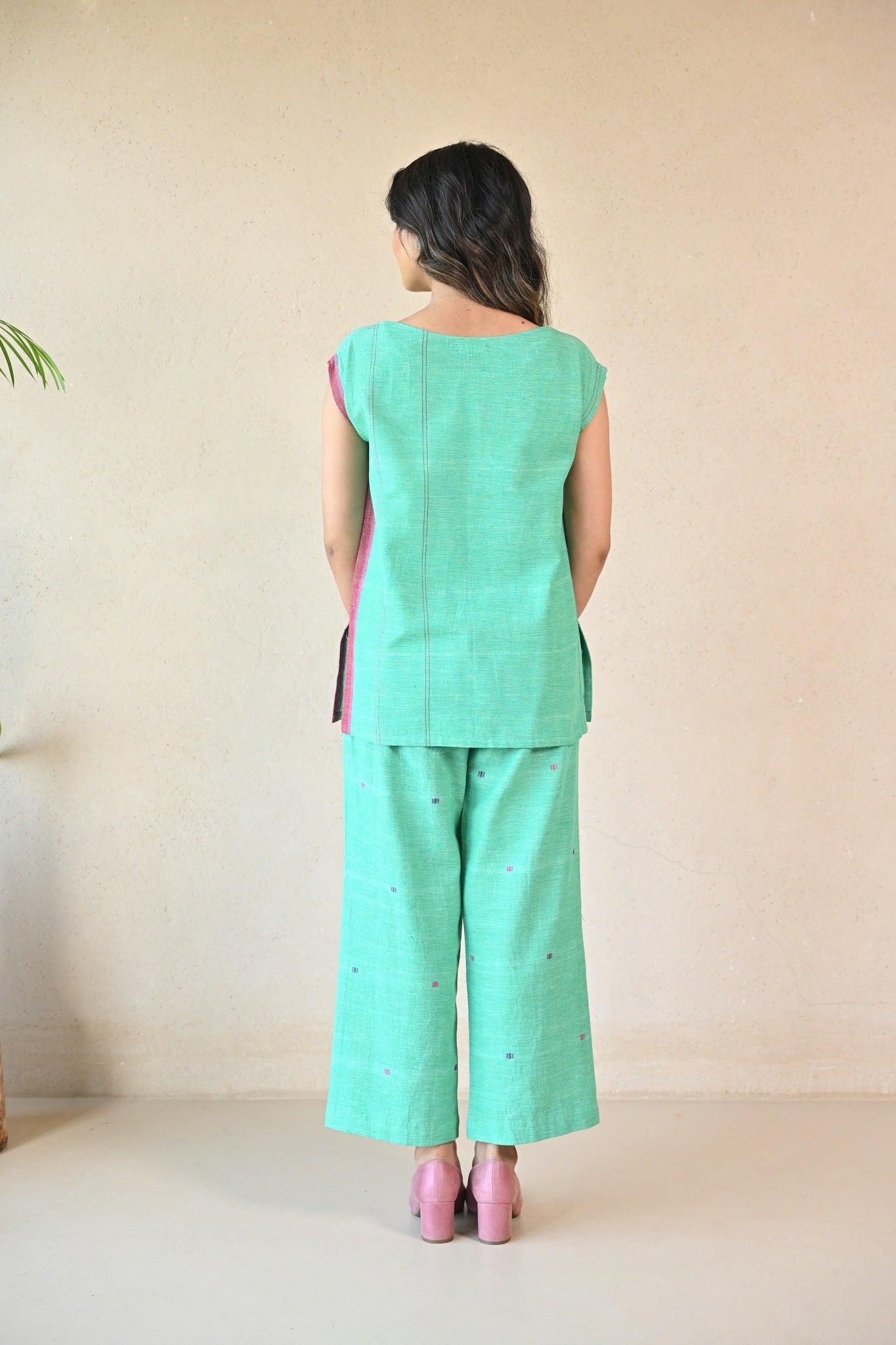 Straight Cut Tunic with Rounded Neckline - Mint Green - CiceroniTunicsRang by Rajvi