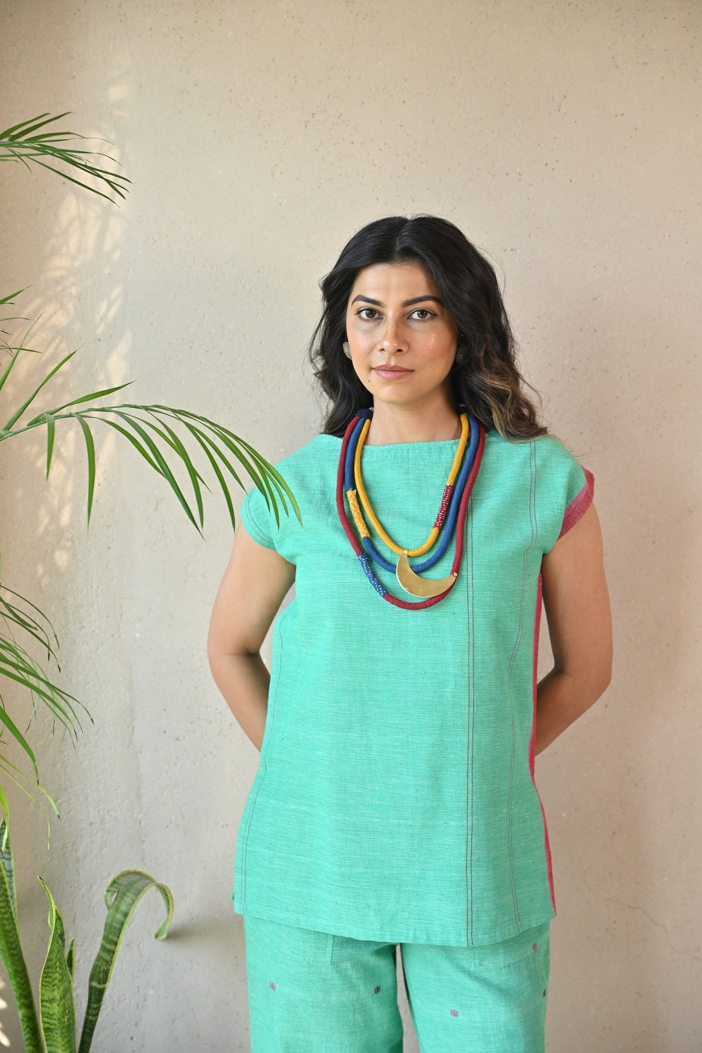 Straight Cut Tunic with Rounded Neckline - Mint Green - CiceroniTunicsRang by Rajvi