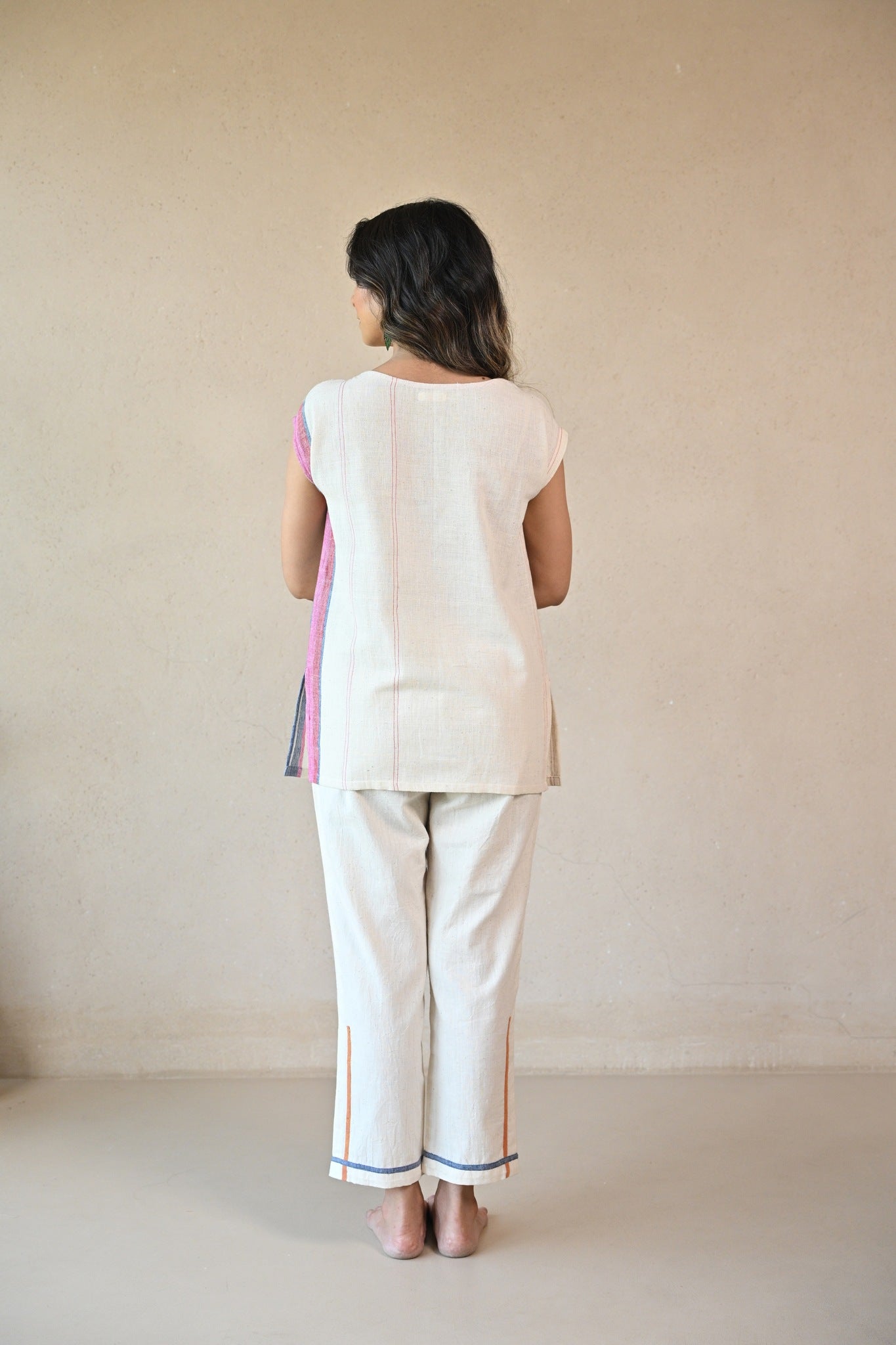 Straight Cut Tunic with Rounded Neckline - Natural White - CiceroniTunicsRang by Rajvi