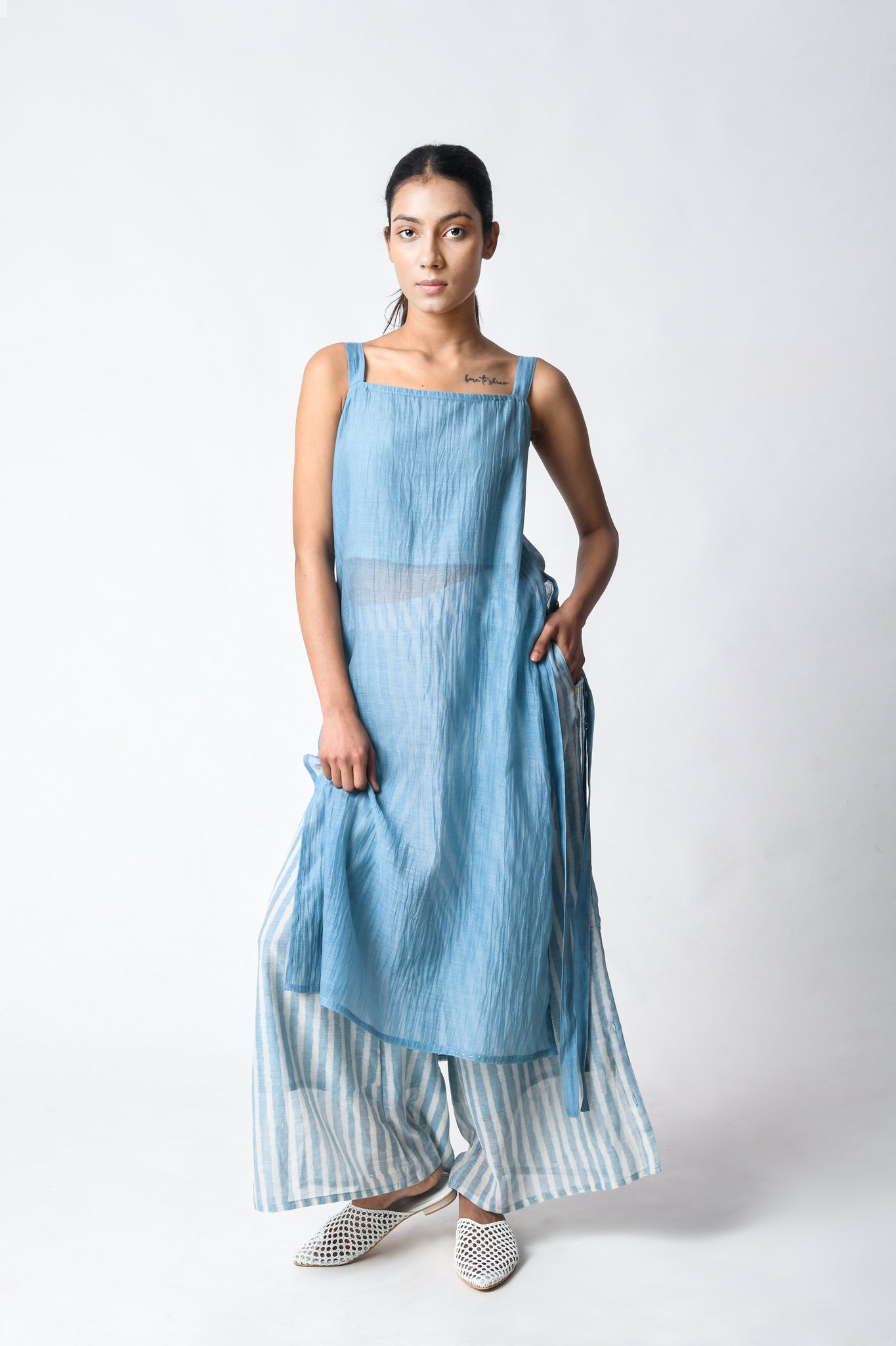 Strap Tunic Sky Co - ord Set - CiceroniKurta Set, Everyday WearJayati Goenka