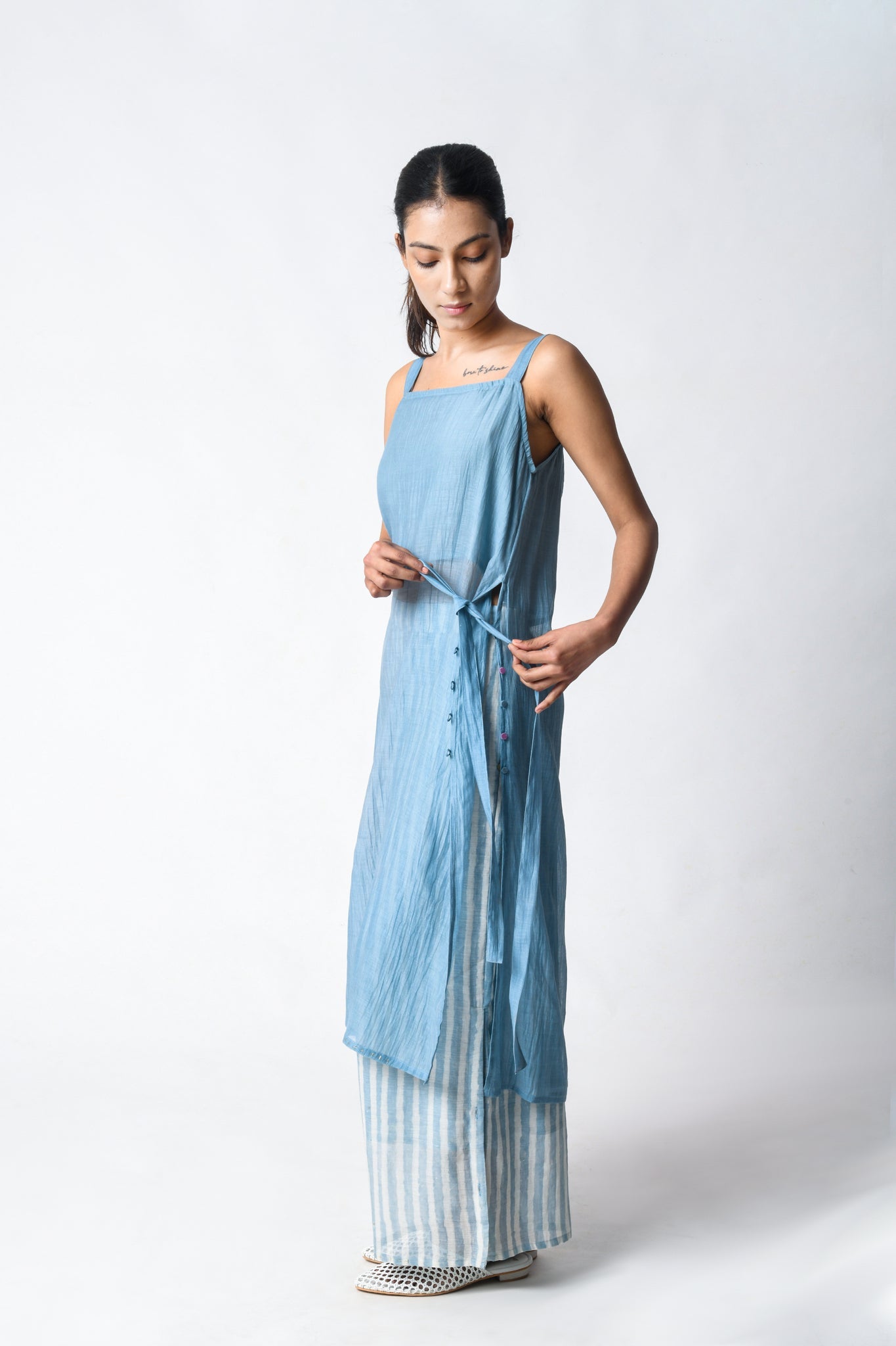 Strap Tunic Sky Co - ord Set - CiceroniKurta Set, Everyday WearJayati Goenka