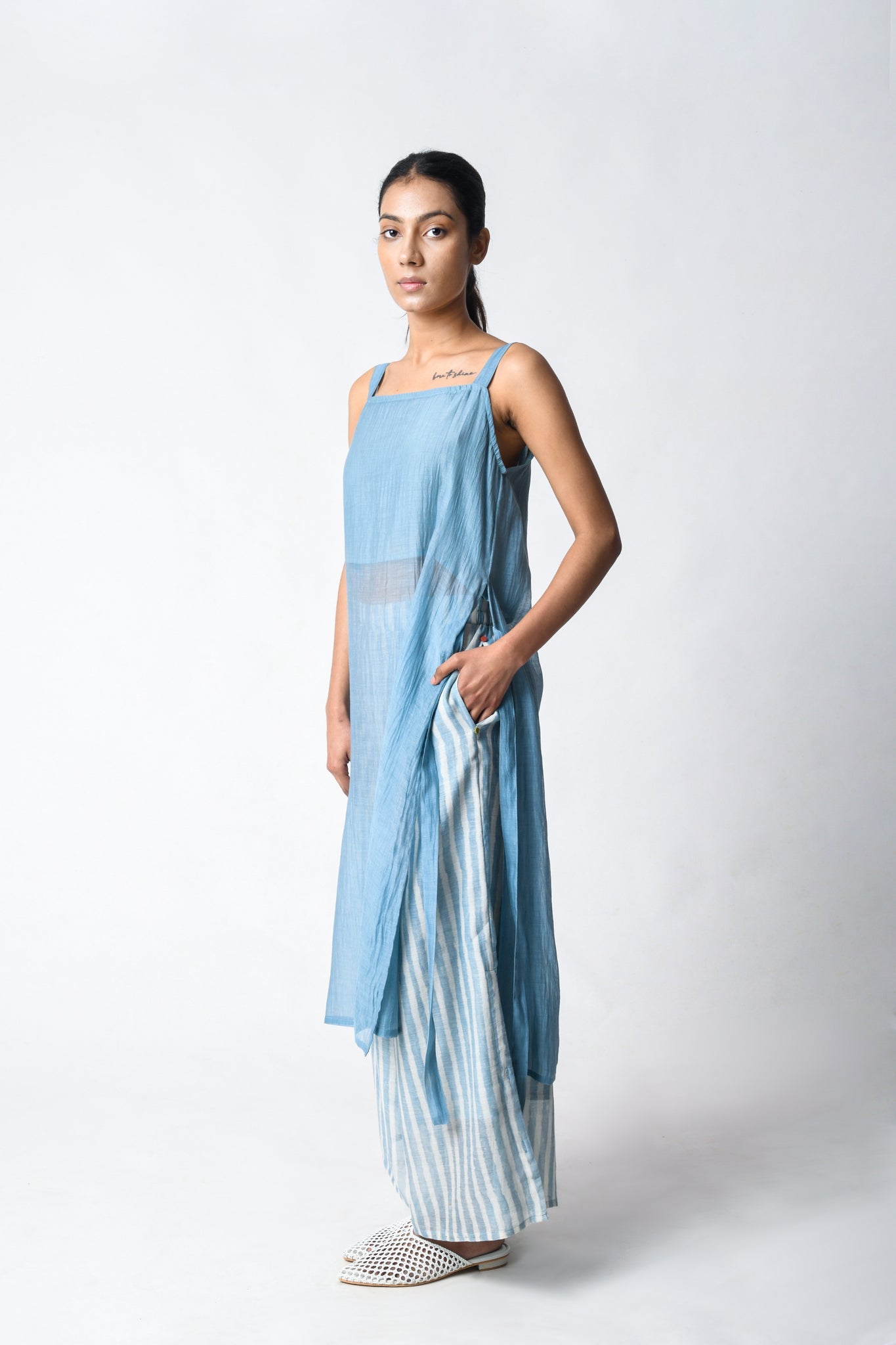 Strap Tunic Sky Co - ord Set - CiceroniKurta Set, Everyday WearJayati Goenka
