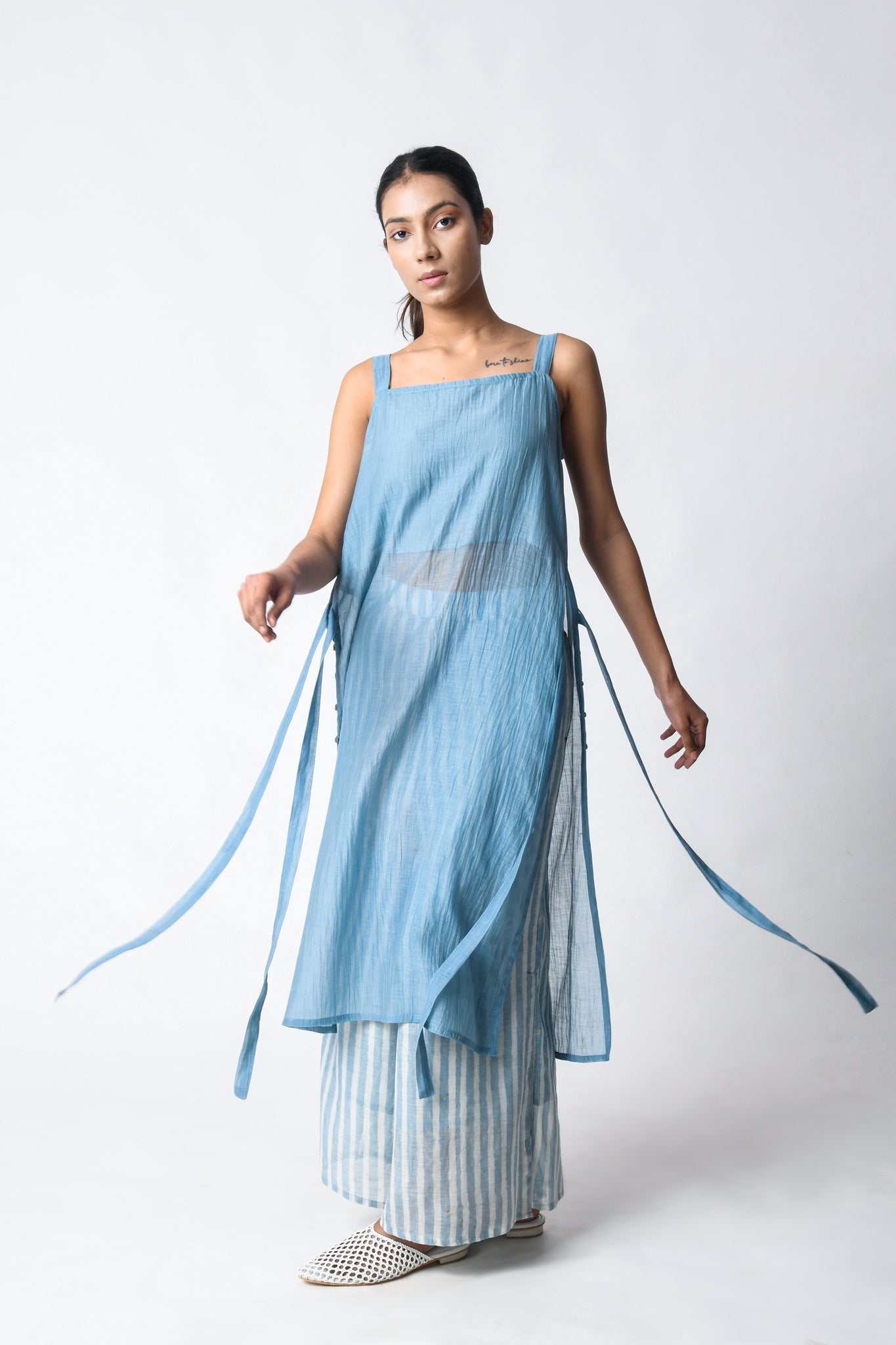 Strap Tunic Sky Co - ord Set - CiceroniKurta Set, Everyday WearJayati Goenka
