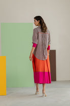 Stripe Shirt and Orange Skirt Set - CiceroniSkirt SetTussah