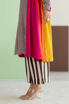 Striped Kurta Set - Hot Pink - CiceroniKurta Set, Festive WearTussah