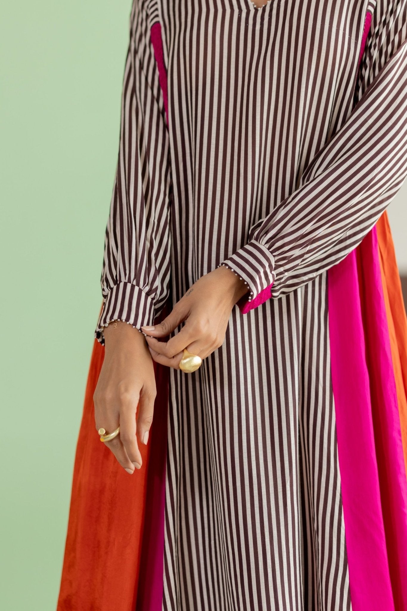 Striped Kurta Set - Hot Pink - CiceroniKurta Set, Festive WearTussah