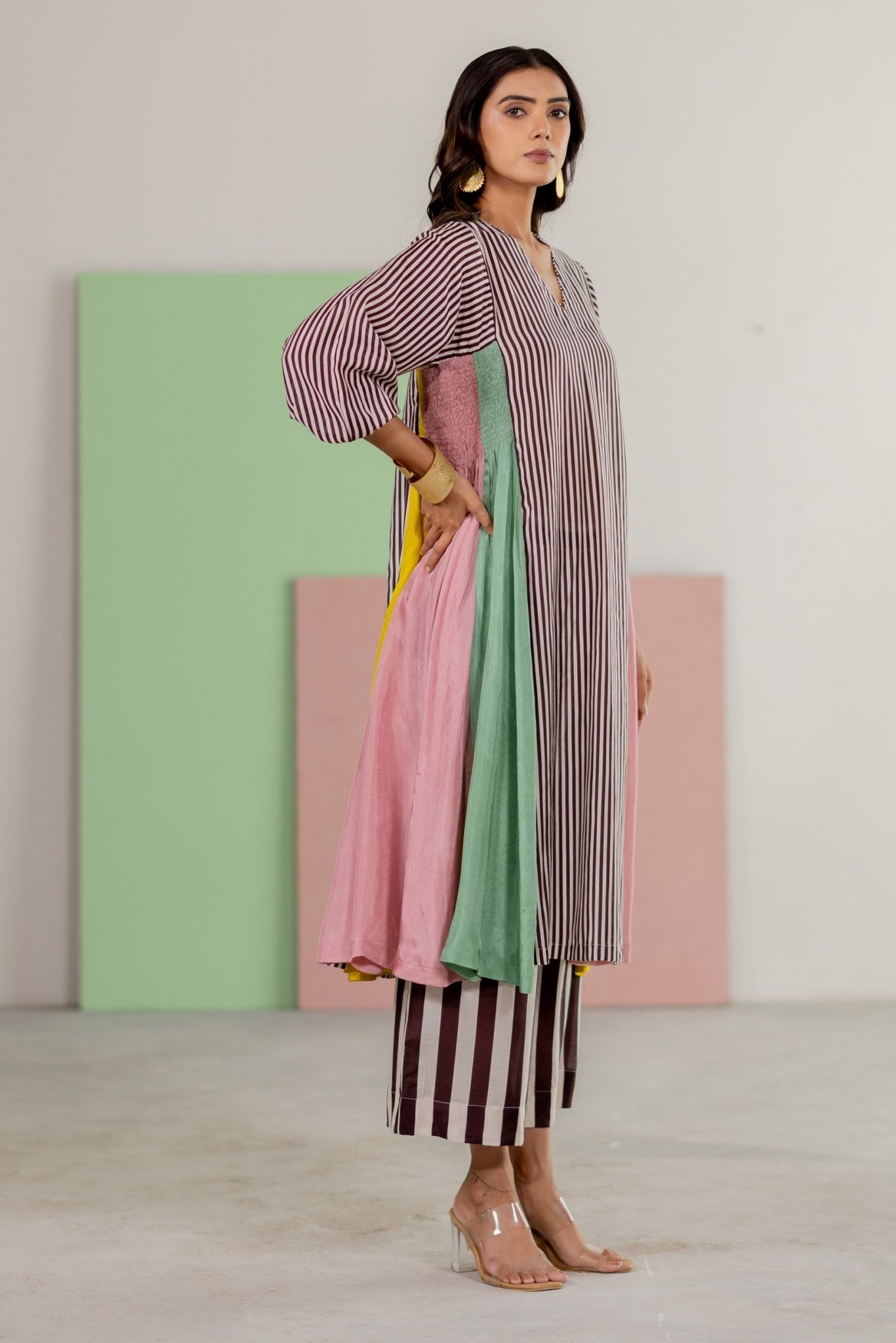 Striped Kurta Set - CiceroniKurta Set, Festive WearTussah
