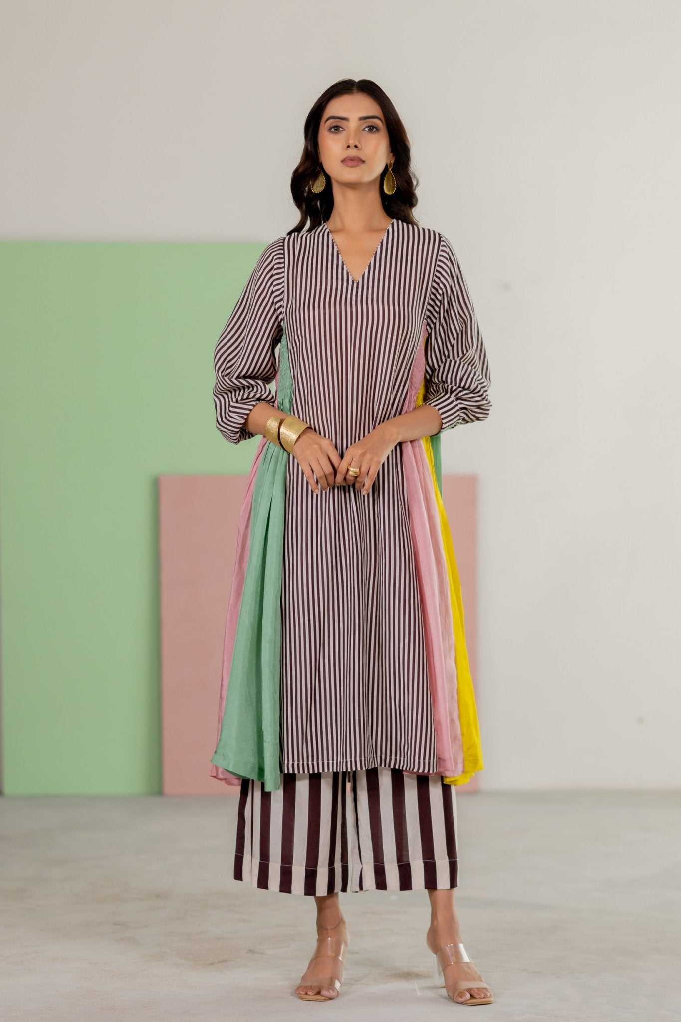 Striped Kurta Set - CiceroniKurta Set, Festive WearTussah