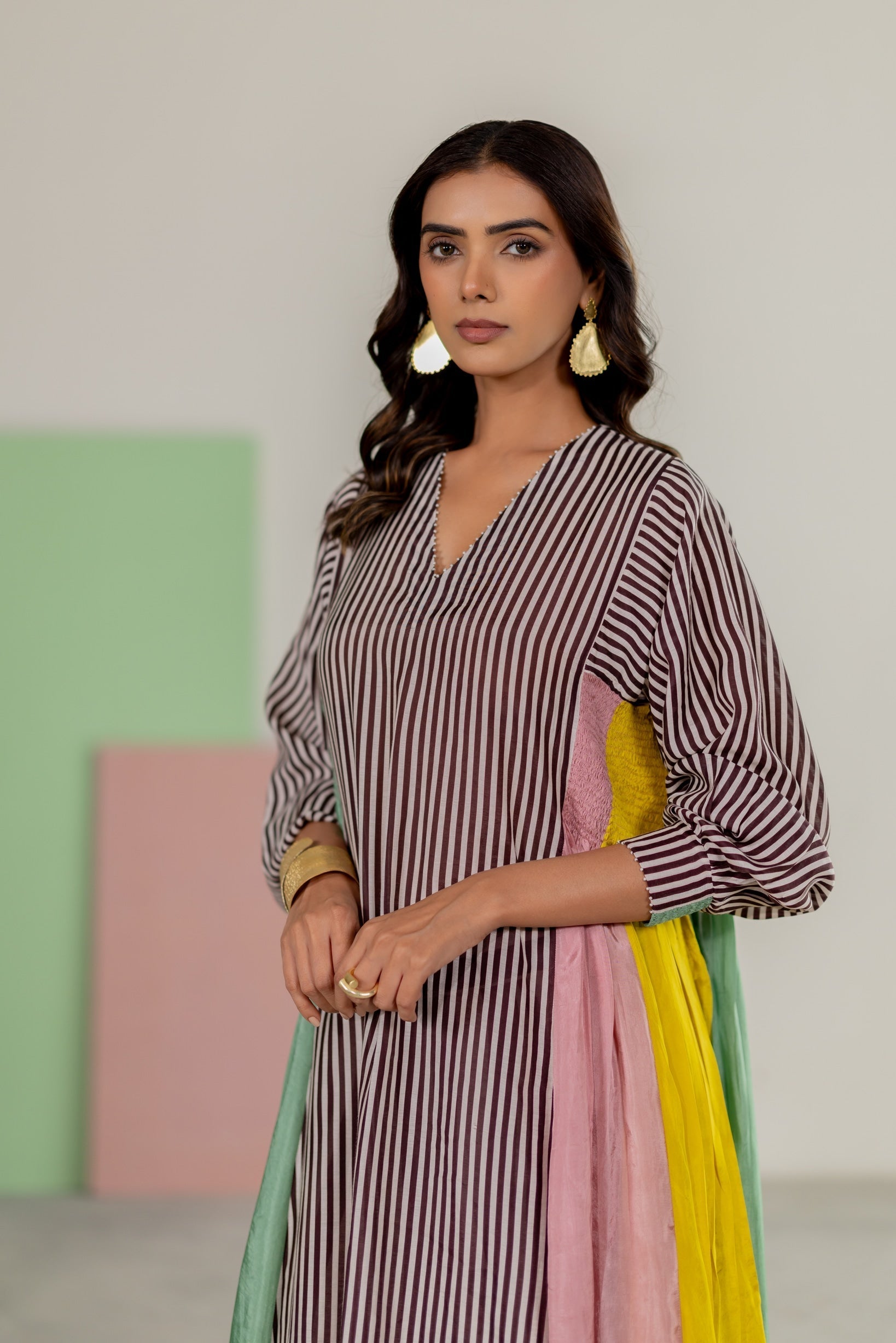 Striped Kurta Set - CiceroniKurta Set, Festive WearTussah