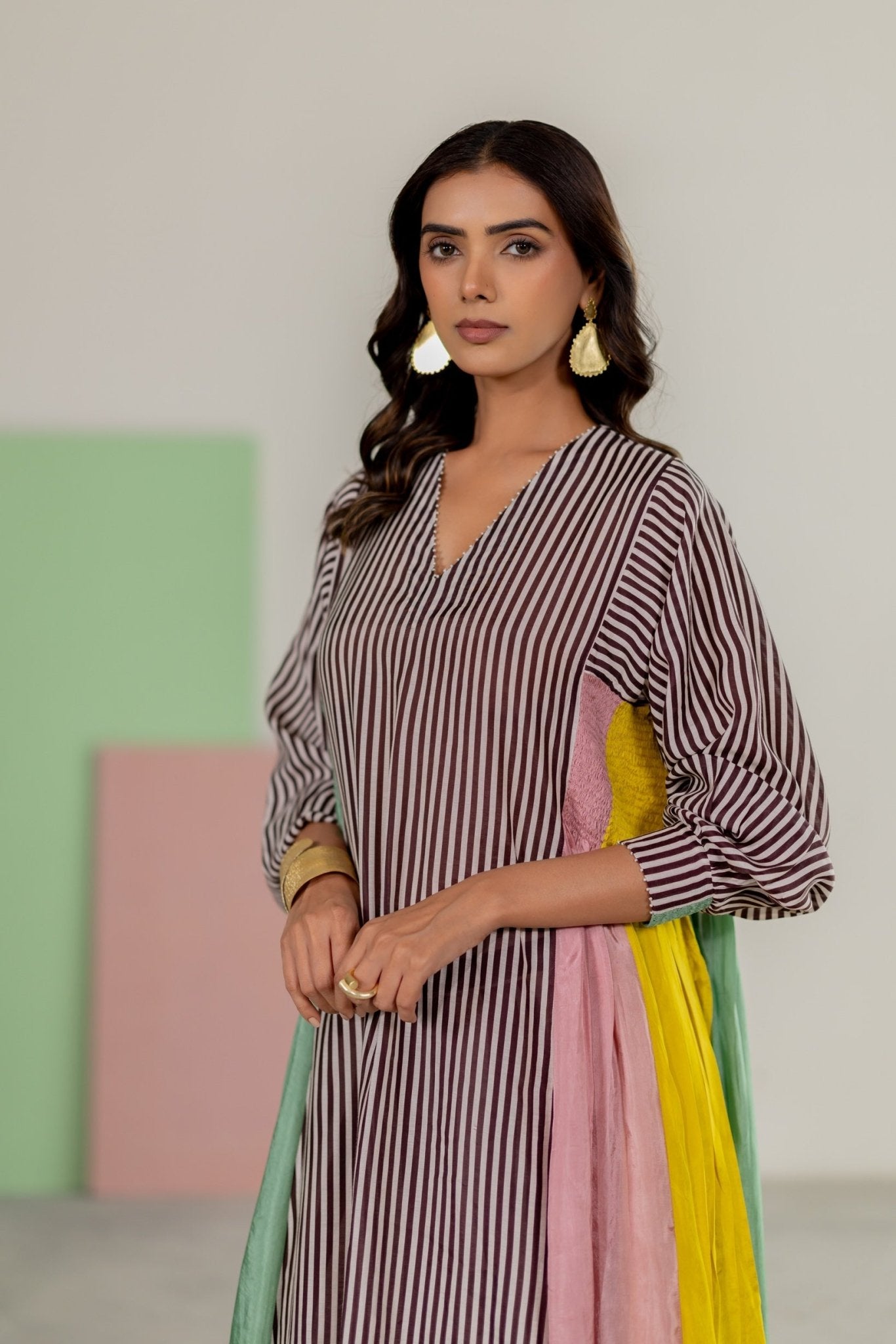 Striped Kurta Set - CiceroniKurta Set, Festive WearTussah