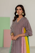 Striped Kurta Set - CiceroniKurta Set, Festive WearTussah