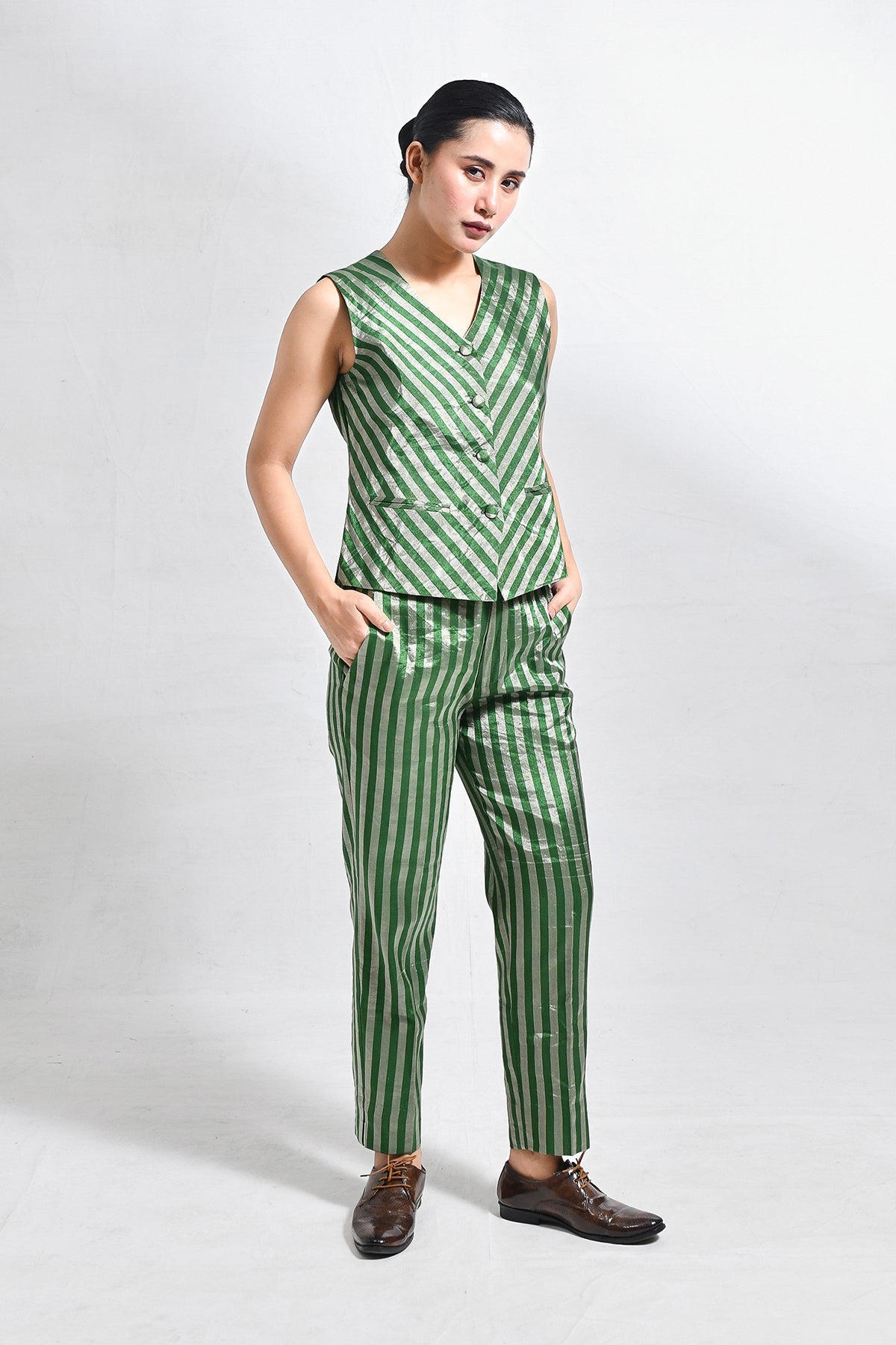 Striped Tissue Waist - Coat Co - ord (Set of 2) - CiceroniCo - ord SetHiranya