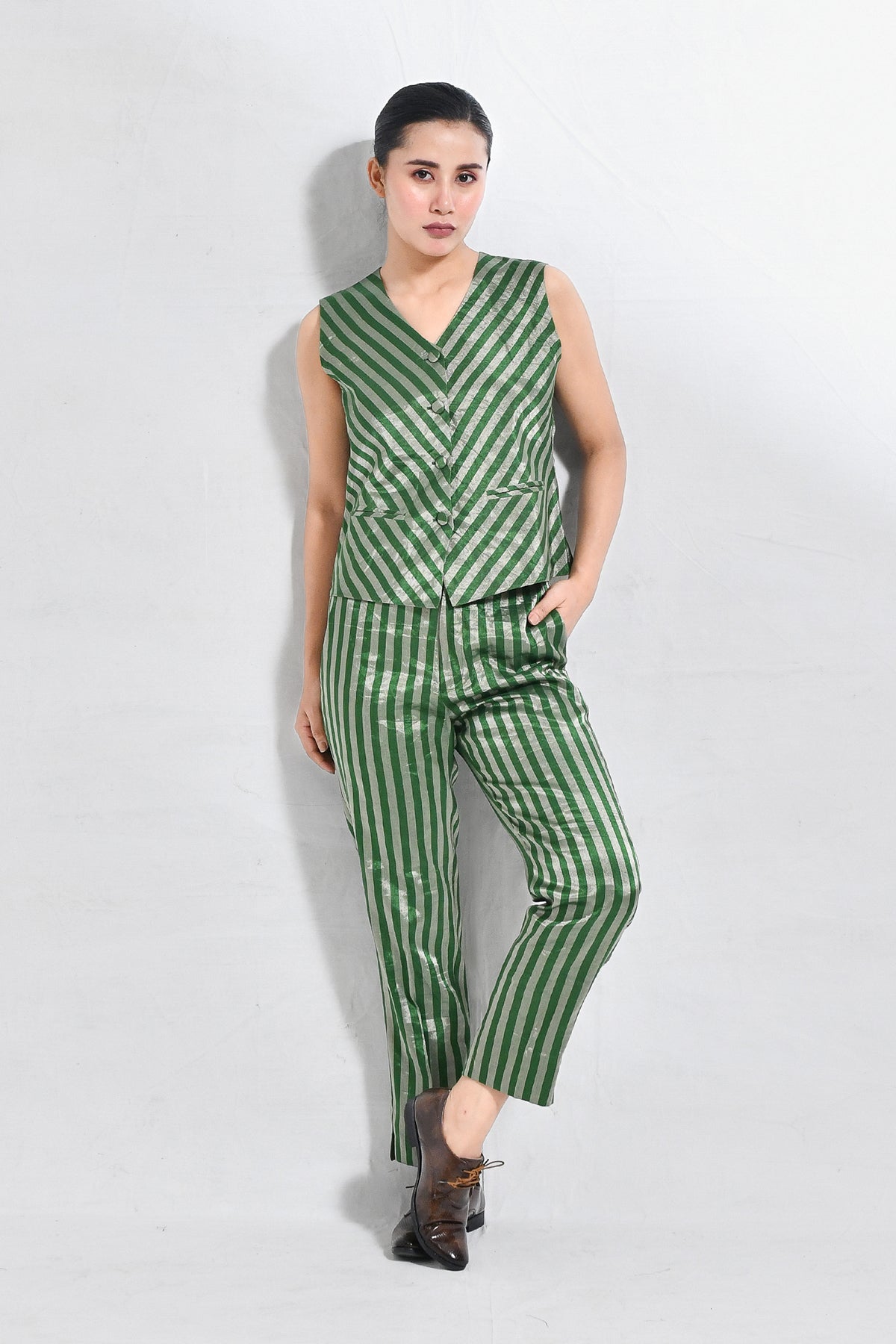 Striped Tissue Waist - Coat Co - ord (Set of 2) - CiceroniCo - ord SetHiranya