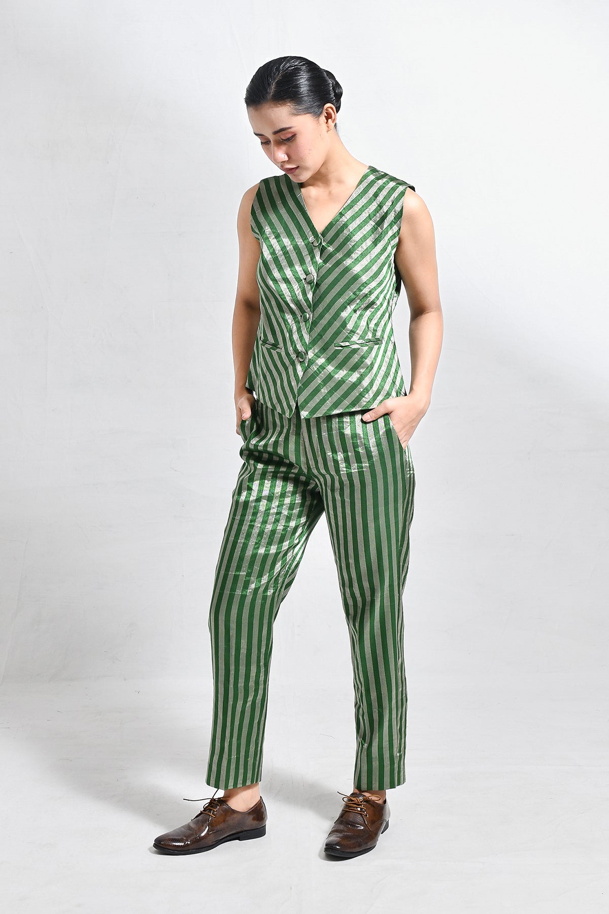 Striped Tissue Waist - Coat Co - ord (Set of 2) - CiceroniCo - ord SetHiranya