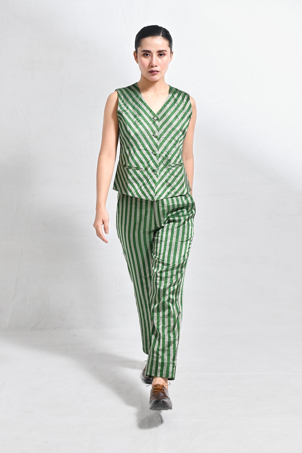 Striped Tissue Waist - Coat Co - ord (Set of 2) - CiceroniCo - ord SetHiranya